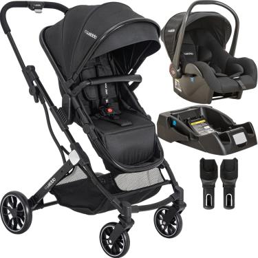 Imagem de Carrinho de Bebe com Bebe Conforto Base Kiddo Zig Zag Preto