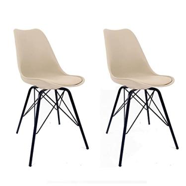 Imagem de Conjunto com 2 Cadeiras Saarinen Nude - Base Tower Preto