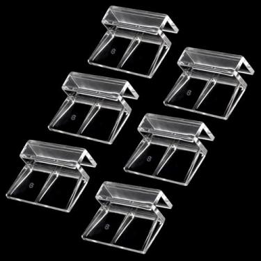 Imagem de Sliverdew 6 peças de clipes de tampa de aquário, suporte de tampa de aquário de acrílico transparente de 6 mm, grampos de suporte para tampa de vidro de aquário sem aro, capa de aquário de plástico