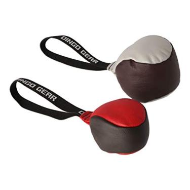 Imagem de Brinquedos para cães Dingo Gear para filhotes, bolas de couro com alça, brinquedos de enriquecimento estimulantes em atividades ao ar livre para cabo de guerra, bola de brinquedo K9 Tug para