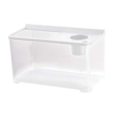 Imagem de ＡＷＨＡＯ Mini Betta Fish Tank Tank de réptil Terrarium Habitat Cage Desktop ANFIANA Caixa de alimentação Small Fish Tank Mini Bowl para Betta Fish, Branco