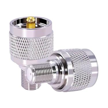 Imagem de CNARIO 2 peças PL259 PL-259 para F tipo adaptador UHF SO239 macho para conector coaxial F fêmea adaptador de antena para antena de TV, dispositivos LAN sem fio, rádios Wi-Fi