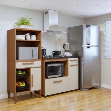 Imagem de Conjunto 2 Peças Fruteira com Nicho e Balcão 5 Bocas Contagem Marrom/Off White