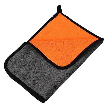 Imagem de X AUTOHAUX 1 peça toalha de secagem de carro de microfibra 30 x 40 cm extra grande limpeza de carro detalhes absorvente pano de secagem de carro limpador de janela secador cinza laranja