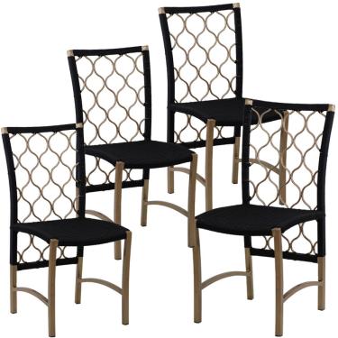 Imagem de 4 Cadeiras Corda Náutica Trama Original em Alumínio Cozinha, Edícula, Jantar