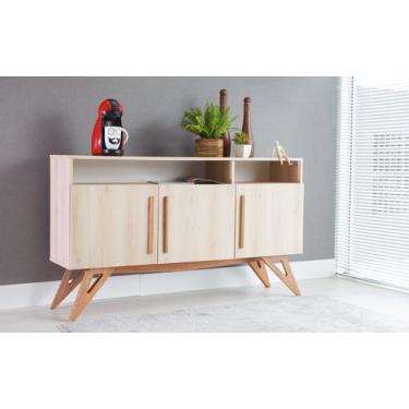 Imagem de Balcão Buffet Para Sala De Jantar Mdf Madeirado Pés Jatobá 3 Portas Co