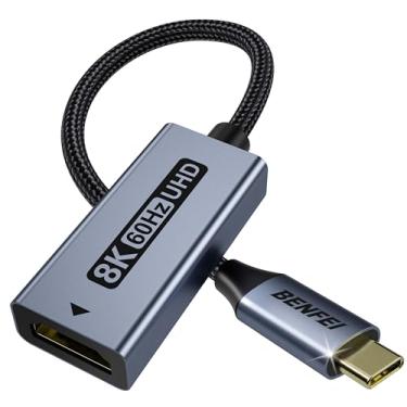 Imagem de BENFEI Adaptador USB C para HDMI 2.1 (8K @60Hz, 4K @240Hz, revestimento de alumínio, trançado de nylon) compatível com iPhone 15/16 Pro/Max, MacBook Pro/Air 2023, iPad Pro, Surface Book 2 e mais