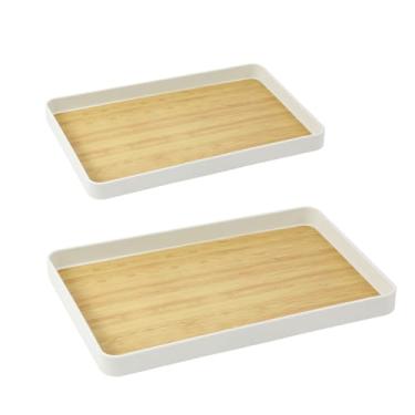 Imagem de Bandeja de servir retangular para jantar e entretenimento – Bandeja doméstica decorativa para café da manhã, almoço, jantar, mesa de café, churrasco durável para cozinha, sala de estar, quarto