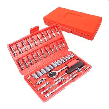 Imagem de Kit Chave Catraca 46 Cachimbos Profissional Jogo de Ferramentas com Chave Catraca Soquetes e Chaves Allen