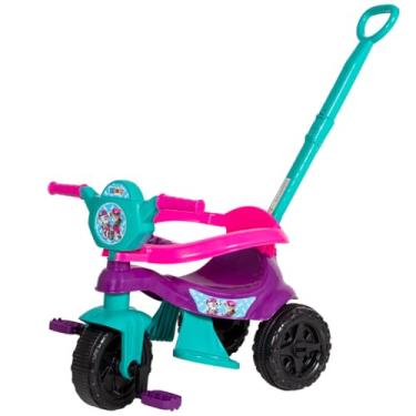 Imagem de Triciclo infantil de passeio e pedal motoca com empurrador e proteção lateral (Roxo)