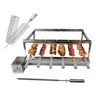 Imagem de Kit Churrasqueira Gira Grill Giratorio 6 Espetos Inox - infinity grill