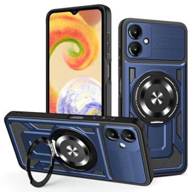 Imagem de Kukoufey Capa compatível com Samsung Galaxy F06 5G / Galaxy M06 5G SM-M066B/DS, compatível com MagSafe, suporte magnético giratório de 360 graus, capa de telefone antiqueda azul