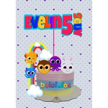 Imagem de Topo de Bolo Personalizado Bolofofos Infantil, Decoração Animais Fofos, Anos ou Meses, Multicores