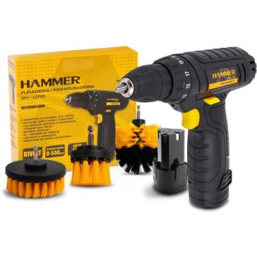 Imagem de Furadeira Parafusadeira À Bateria 12v Bivolt Com Acessórios - Hammer, 