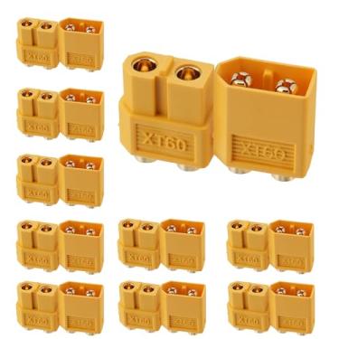 Imagem de ELFCULB 10 pares de conectores macho e fêmea Amass XT60PB, banhados a ouro para drones FPV RC bateria/aviões/UAVs, adaptador de plugue Lipo Drone (Amarelo)