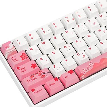 Imagem de Mosptnspg Conjunto de teclas Sakura de 104 PBT, teclas personalizadas OEM de sublimação de tinta para teclado mecânico de jogos Gateron Kailh Cherry MX 61/87/104