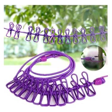 Imagem de Varal de Nylon 190cm até 400cm com 12 Grampos Embutidos