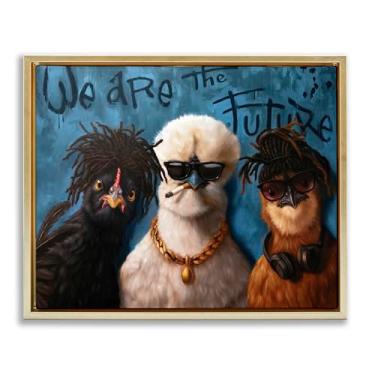 Imagem de Stupell Industries Arte de parede em tela flutuante com moldura dourada We Are The Future Birds, design de Lucia Heffernan, 25 x 31