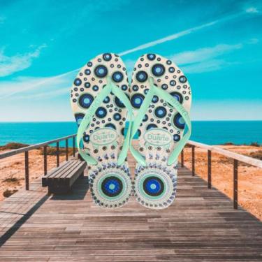Imagem de Chinelo Feminino Adulto Estampado - Duarte, Branco, Azul olho grego re