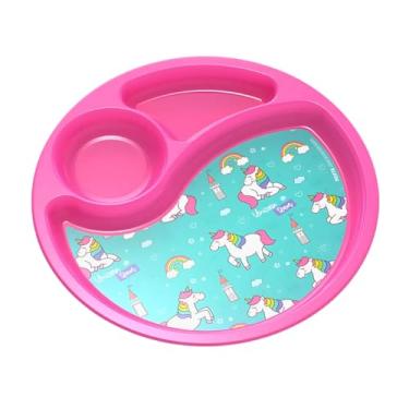 Imagem de Pratinho Infantil Com 3 Divisórias Redondo Para Separar Alimentos Bebê Criança (Unicórnio)