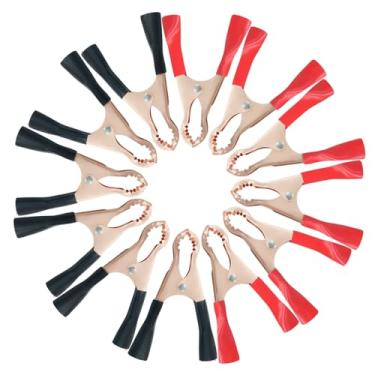 Imagem de Bonsicoky Pacote com 12 clipes jacaré isolados 50A - grampos de bateria com mola de metal para aplicações automotivas e elétricas - preto e vermelho