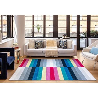 Imagem de Rugs America Elizabeth Sutton Collection MI15A cores voando listras Mordern multicolorido sem queda sala de estar quarto jantar casa escritório tapete área tapete, 2'7" x 10"