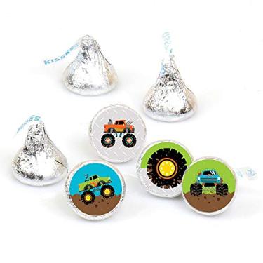 Imagem de Big Dot of Happiness Smash and Crash - Monster Truck - Boy Birthday Party Round Candy Sticker Favors - Labels Fit Chocolate Candy (1 sheet of 108)