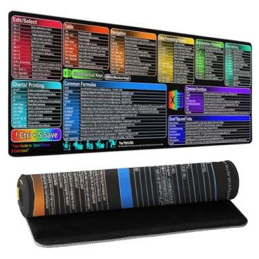 Imagem de Excel, teclas de atalho, mouse pad estendido grande GG PC escritório planilha teclado pad 31,5x11,8 polegadas laptop mesa pad com base de borracha antiderrapante borda costurada mousepad gamer para