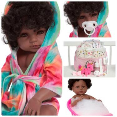 Imagem de Boneca Reborn Bebe Princesa Negra Saída de Banho Unicórnio - Cegonha R