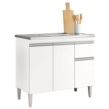 Imagem de Balcão de Pia Tatiane 100cm Branco Brilho - AJL