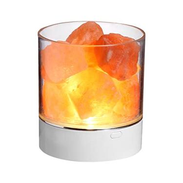Imagem de Lâmpada de cristal de pedra de sal do Himalaia, 7 cores, LED, portátil, USB, lâmpada de purificação de ar natural para decoração de carro, casa, escritório, quarto, mesa, Branco, 3W, Moderno