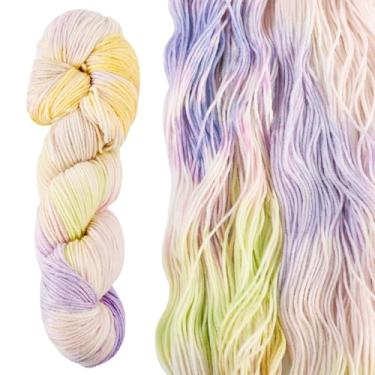 Imagem de KISSITTY 1 novelo gradiente colorido segmento tingido 80% lã crochê à mão tricô fio amarelo para roupas de tricô, suéter, xale, cachecol, bolsa, artesanato, decorações