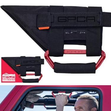 Imagem de Alças de metal para Jeep Wrangler 4xe, JL, JT, JK, Sport, Sahara, Rubicon e Gladiator 4DR/2DR 2007-2023 GP Grip PRO da GPCA, dobrável patenteado, 2 pacotes, Firecracker vermelho
