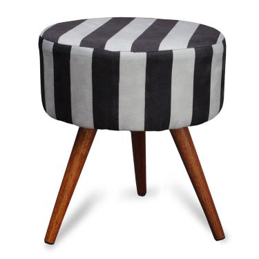 Imagem de Puff Cama Inbox Hamburgo Redondo com Pés em Madeira Maciça Tecido Suede