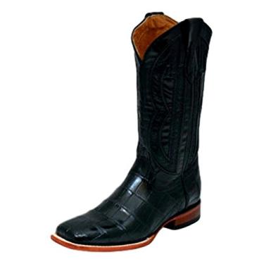 Imagem de Ferrini Italia Bota masculina American Alligator Square Toe Western Cowboy cano médio - Preta, Preto, 43 BR G