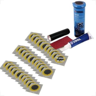 Imagem de Estojo Ev01 Reparo Camara Ar Bike Moto 30 Remendos 30mm - Vipal