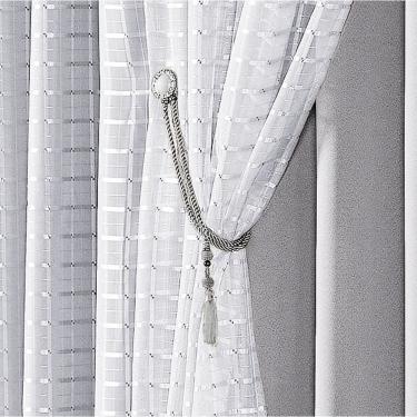 Imagem de Cortina Realce 2,00M X 1,70M Tecido Semi Blackout Com Voil Xadrez Varão Simples - Cinza