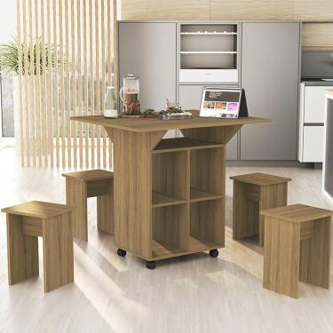 Imagem de Mesa Dobrável Annie Com 4 Bancos Amendoa Amendoa