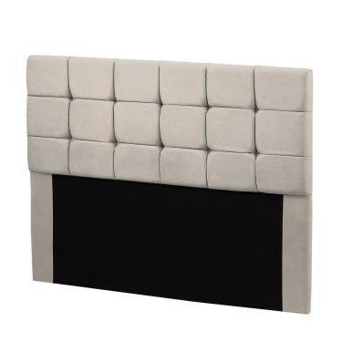 Imagem de Cabeceira Cama Box Queen 1,60 Estofada Julia Veludo Bege Marfim Star Confort Bege Marfim