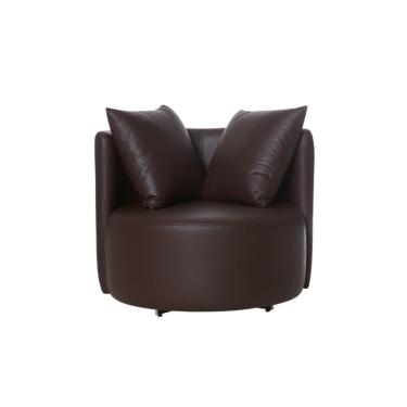 Imagem de Poltrona Janine Base Giratória Em Aço Carbono, 2 Almofadas Soltas Couro Sintético Marrom Expresso
