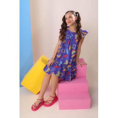 Imagem de Vestido Rodado Feminino Sê Tu Benção Roxo Com Arco Íris, Roxo, 14
