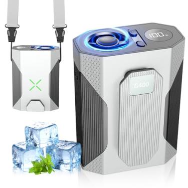 Imagem de Cinto com clipe para ventilador de cintura portátil, ventiladores de resfriamento pessoais ajustáveis de 5 velocidades, recarregável, alimentado por bateria, ventilador de pescoço pendurado com as