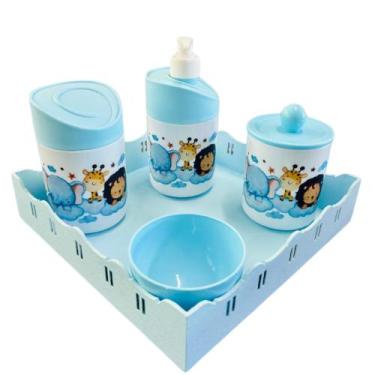 Imagem de Kit Higiene Bebê Safari Hora Do Sono C/bandeja MDF - Dóia Kids, Quadra