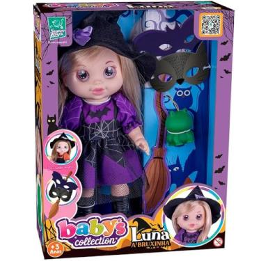 Imagem de Brinq Boneca Babys Collections Luna A Bruxinha Vestido Roxo Super Toys 594