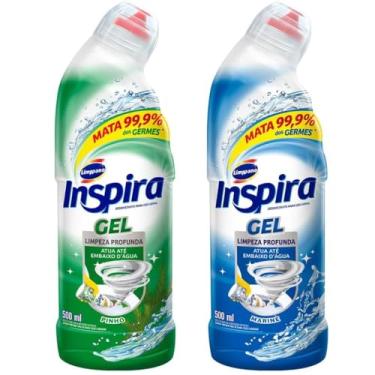 Imagem de Desinfetante Sanitário Gel Inspira 500ml 2 unds Desinfetante Gel para Banheiro Pinho ou Marine 500ml (Kit com 02, Misto (Kit c/Marine e Pinho))