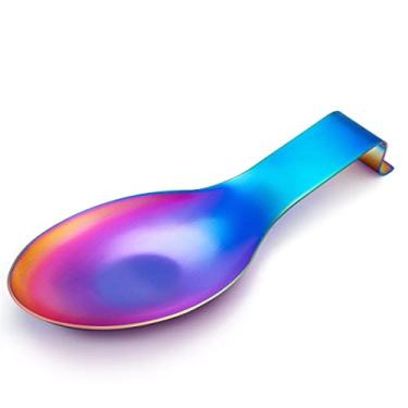 Imagem de LIANYU Descanso De Colher Arco-Íris Para Bancada Fogão Cozinha, Suporte Utensílios Espátula E Concha Aço Inoxidável, Lavável Na Máquina Lavar Louça