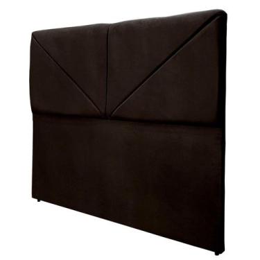 Imagem de Cabeceira Casal Cama Box Clean Lisa Siena Café Suede Com Pés 120 RBL