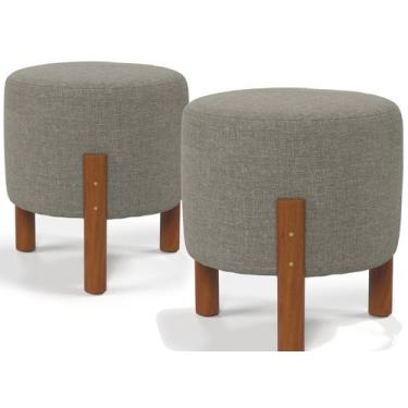 Imagem de Kit Conjunto 2 Puff Banqueta Decoração Escritório Sala Quarto Retrô Re