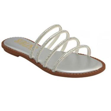 Imagem de Sandália Feminina Rasteira Strass Rasteirinha Confortável Elegante - S