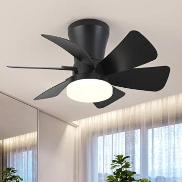 Imagem de NOVFLAM Ventiladores De Teto Com Luzes, Ventilador Perfil Baixo 22" Controle Remoto, Montagem Embutida, Reversível, 3 Circuitos, Regulável, Silencioso, Preto Para Quarto